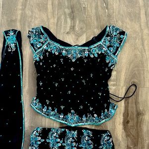 Black and blue lehenga